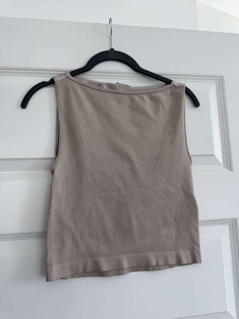 Sleeveless Ribbed Tank Top in Taupe